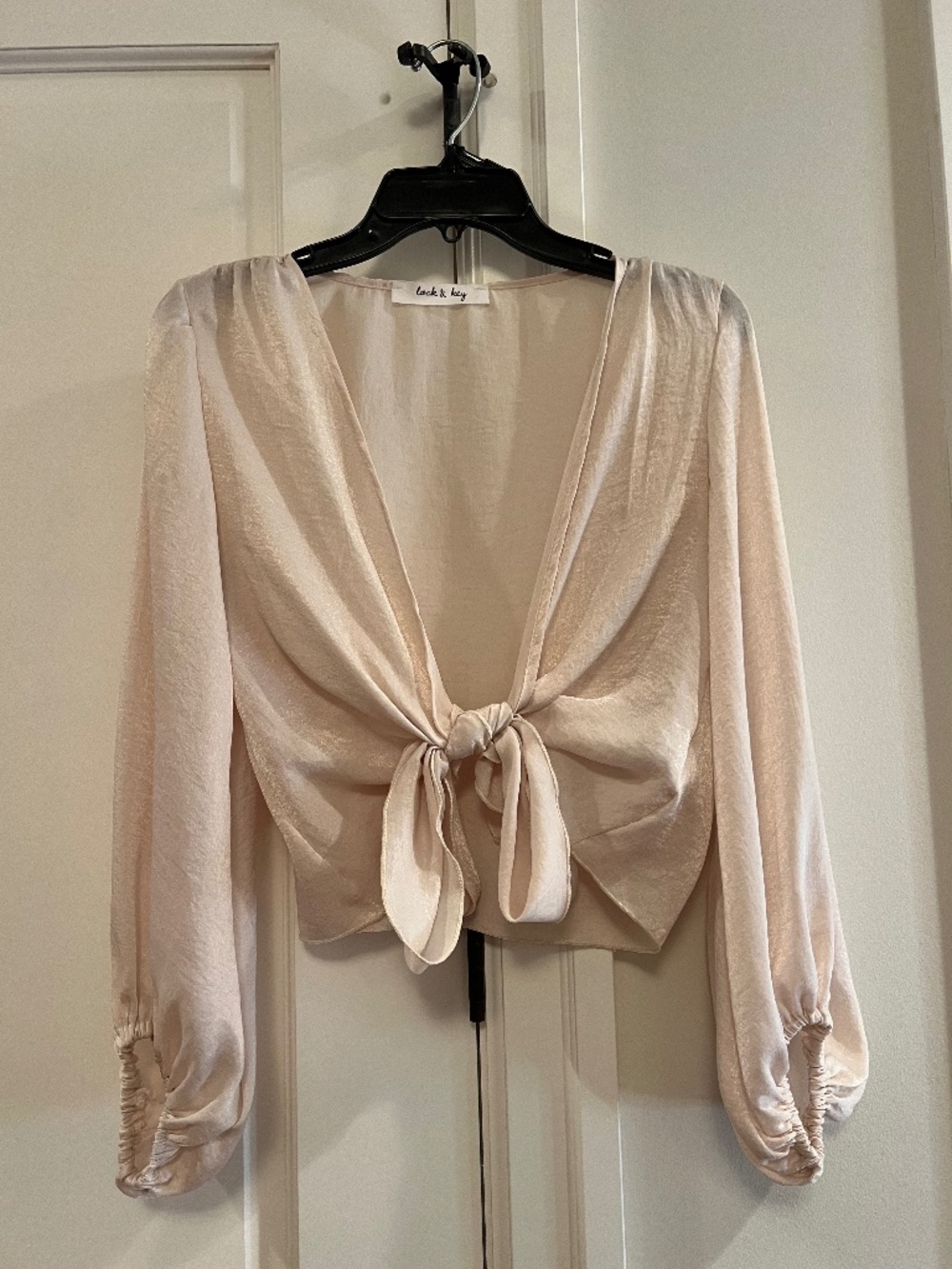 Pink low neck tie up top